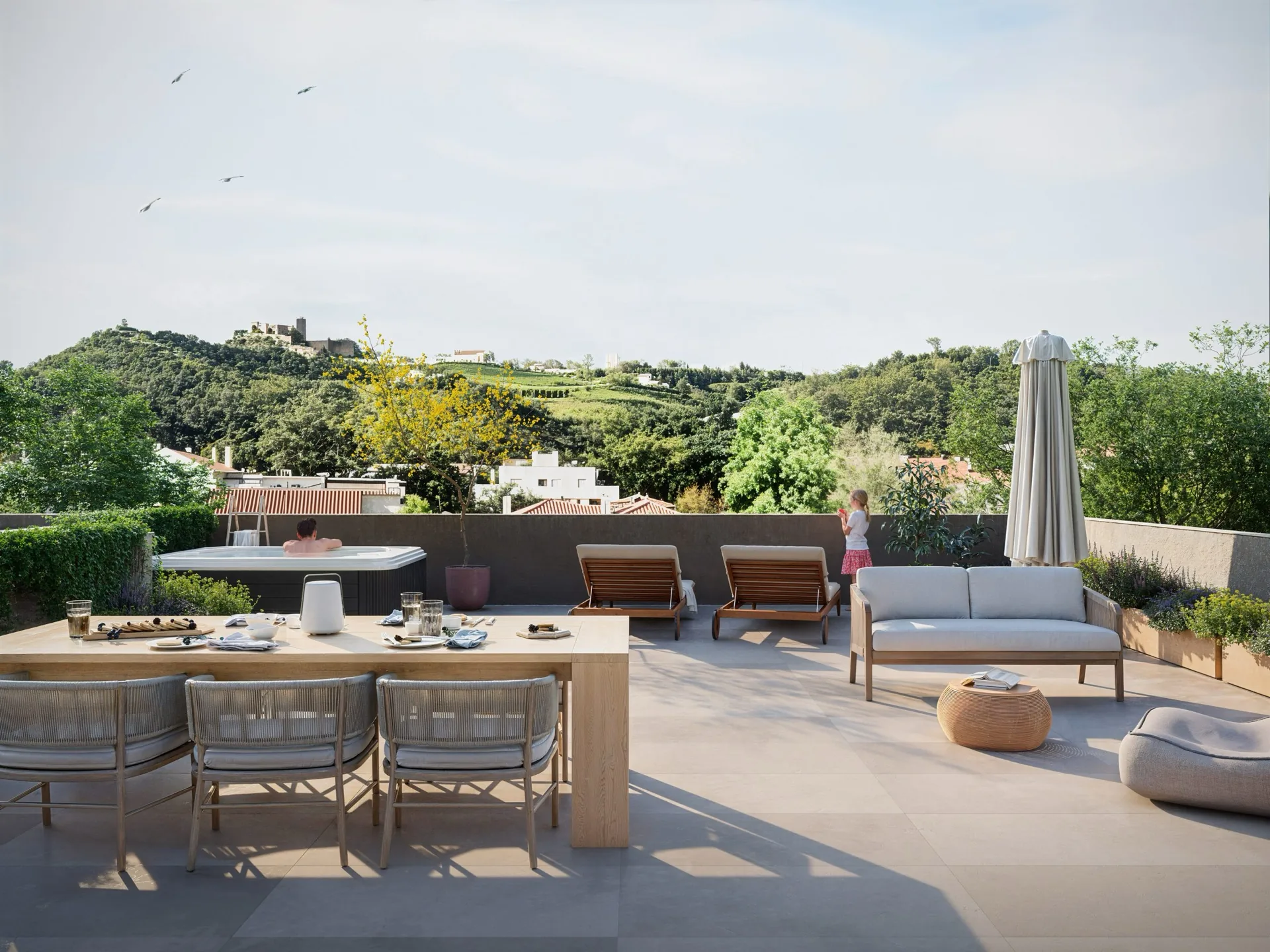 Rua Ilha de Santiago, rooftop terrace with jacuzzi and Palmela Castle view (render)
