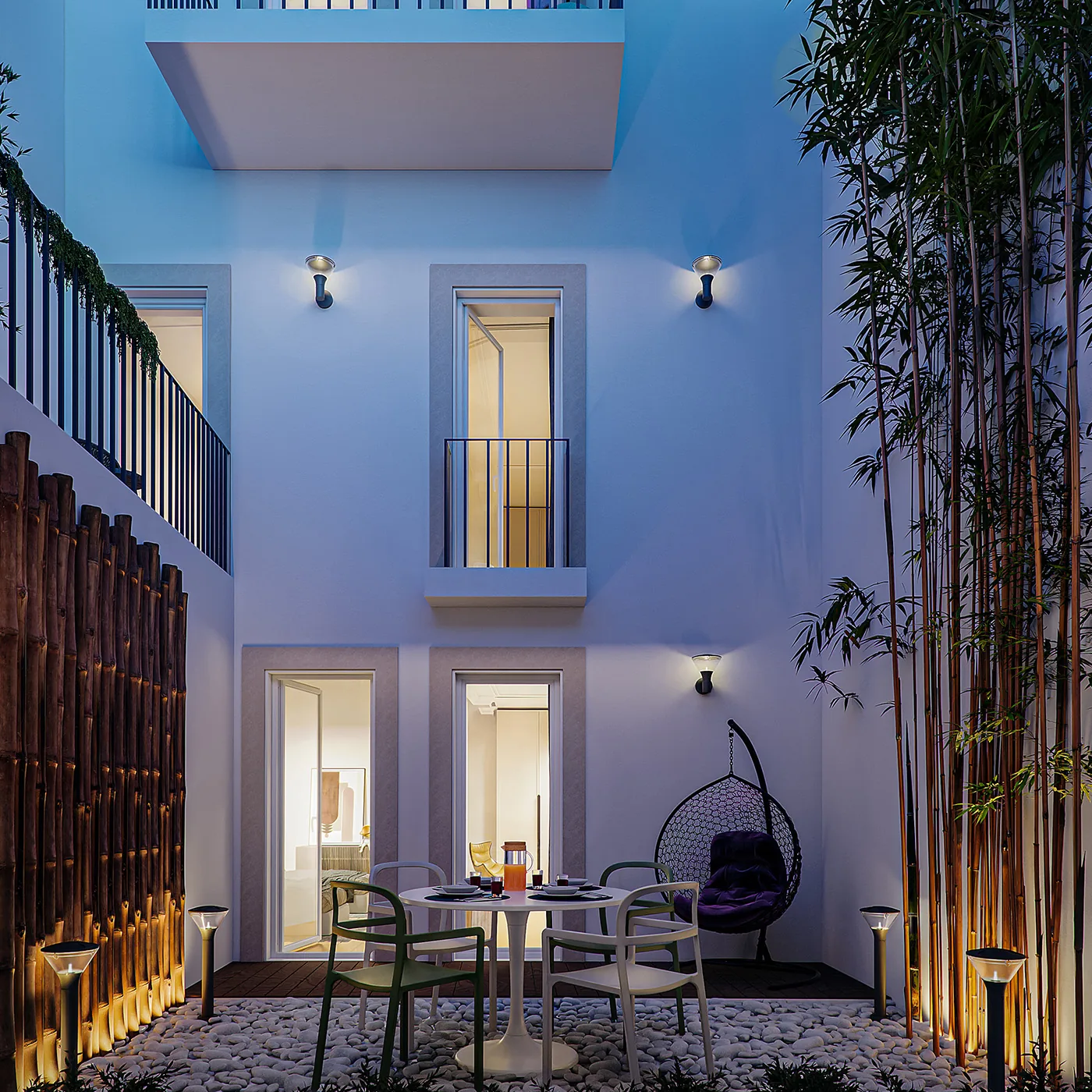Landscaped private courtyard at Rua Madres